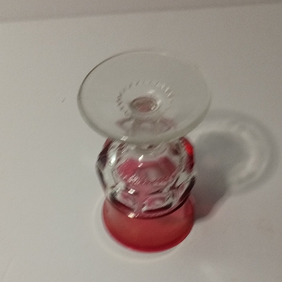 Indiana Glass Cranberry King Crown Cranberry Thumbprint Wine Goblet - Picture 3 of 5